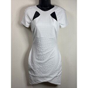 (W0) Bec & Bridge Women's White Textured Mini Dress Cut Out Detail Polyester.